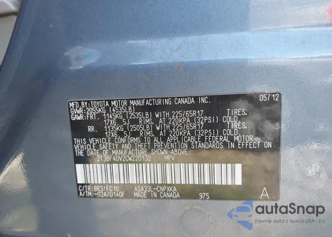 2012 Toyota Rav4 from USA, damaged, VIN 2T3BF4DV2CW220132